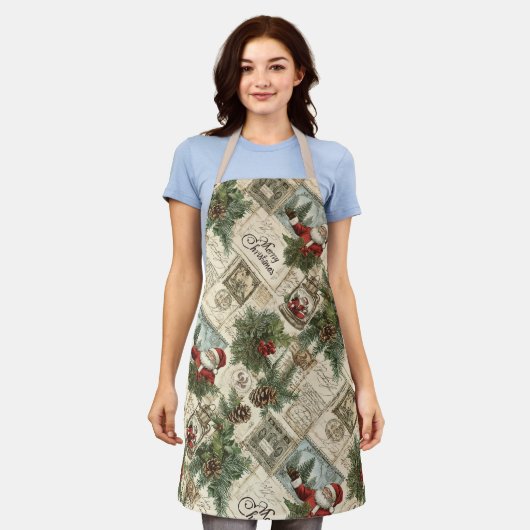 Schattige geïnspireerd kerstpatroon schort (Gedragen)