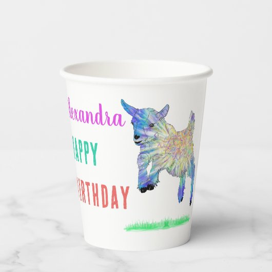 Schattige Geit Boerderij Dier Naam toevoegen Verja Papieren Bekers (Achterkant)