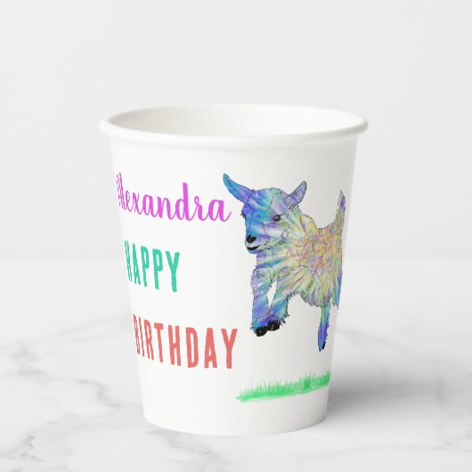 Schattige Geit Boerderij Dier Naam toevoegen Verja Papieren Bekers (Voorkant)