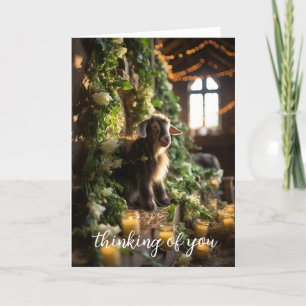 Schattige geit in de herfsttuin bedankkaart