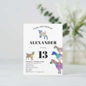 Schattige geitendier thema verjaardagsfeest uitnodiging briefkaart (Staand voorkant)