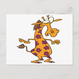 schattige gekke bloemvlekken giraffe cartoon briefkaart