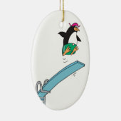 schattige gekke duikpinguïn keramisch ornament (Rechts)
