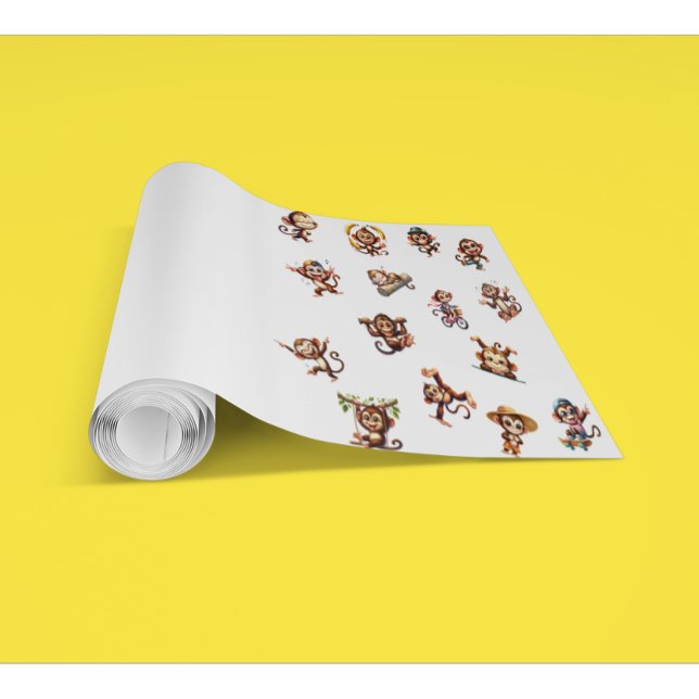 Schattige Gekke Funny Monkey Waterverf Pattern Behang (Creator heeft geüpload)