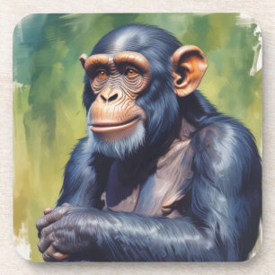 Schattige Gekke Grappige Chimpansee Bier Onderzetter