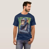 Schattige gekke grappige chimpansee t-shirt (Voorkant volledig)