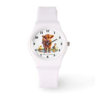 Schattige gekke koe dame horloge