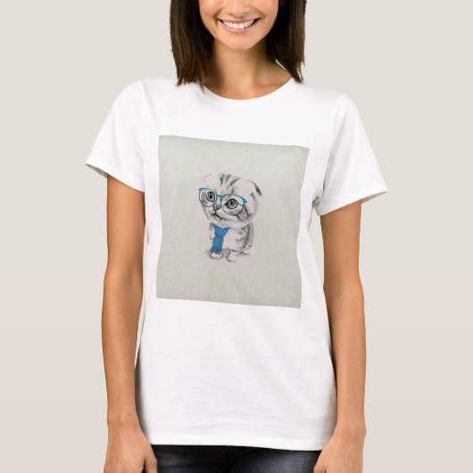 Schattige gekke, vreemde, blauwe ogen kitten t-shirt (Voorkant)