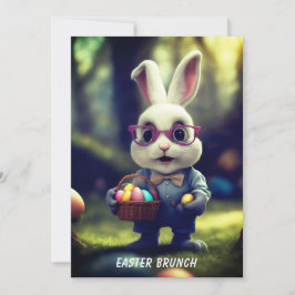 Schattige geklede konijn & mand brunch kaart