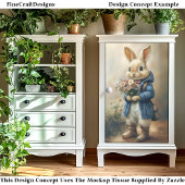 Schattige gekleed konijn, bloemen CW5L Decoupage Tissuepapier