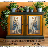 Schattige gekleed konijn, bloemen CW5L Decoupage Tissuepapier