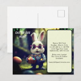 Schattige gekleed konijn & mand paaseierjacht briefkaart