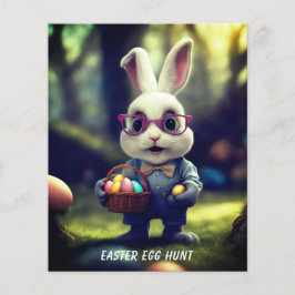 Schattige gekleed konijn & mand paaseierjacht flyer