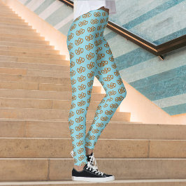 Schattige geknoopte dubbele Pretzel op Bleek blauw Leggings