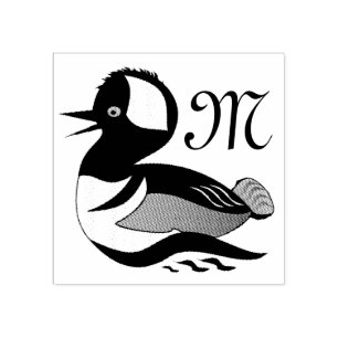 Schattige, gekookte Merganser Duck-Cartoon Rubberstempel
