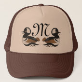 Schattige, gekookte Merganser Duck-Cartoon Trucker Pet (Voorkant)