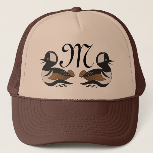 Schattige, gekookte Merganser Duck-Cartoon Trucker Pet (Voorkant)