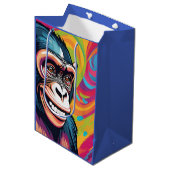 Schattige Gekte Grappige Chimpansee  Medium Cadeauzakje (Voorkant Gekanteld)