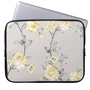 schattige gele bloemen met grijze bladeren op gr laptop sleeve