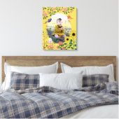 Schattige Gele Bloemige Nieuwe Baby Fotografie Canvas Afdruk (Insitu (Slaapkamer))