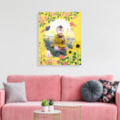 Schattige Gele Bloemige Nieuwe Baby Fotografie Canvas Afdruk (Insitu (Woonkamer))