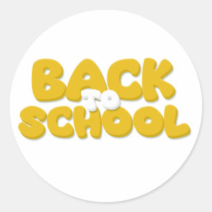Schattige Gele Bubble Letter Terug Naar School Typ Ronde Sticker