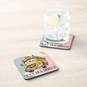 Schattige gele Cartoon beste schoolbuschauffeur Bier Onderzetter (Rechterzijde)