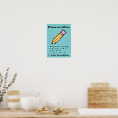 Schattige Gele Cartoon Potlood Aangepaste Klasrege Poster (Keuken)