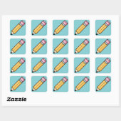 Schattige Gele Cartoon Potlood Vierkante Sticker (Vel)