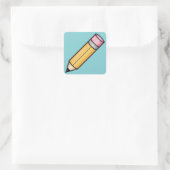 Schattige Gele Cartoon Potlood Vierkante Sticker (Tas)