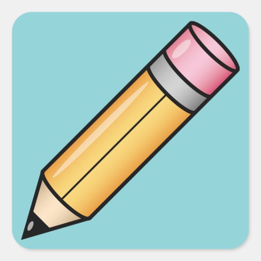 Schattige Gele Cartoon Potlood Vierkante Sticker (Voorkant)
