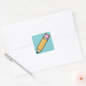 Schattige Gele Cartoon Potlood Vierkante Sticker (Envelop)