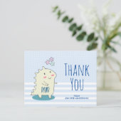 Schattige Gele Dinosaur met Gelukkige Sterren Dank Briefkaart (Staand voorkant)