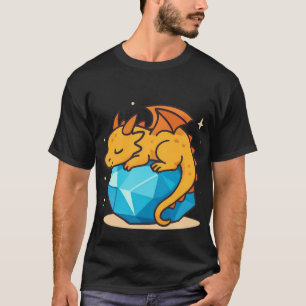 Schattige Gele Draak Slapend op Blauwe Kristal Ede T-shirt