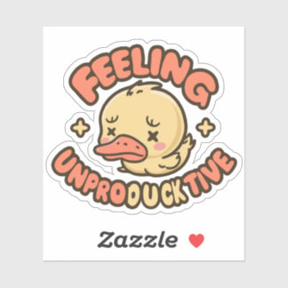 Schattige Gele Eend Punten Voelen Onproductief Sticker