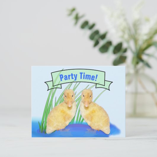 Schattige gele eendjes kinderverjaardag uitnodiging briefkaart (Staand voorkant)