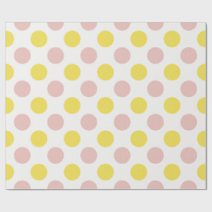 Schattige Gele en Roze Stippen Cadeaupapier