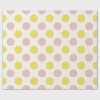 Schattige Gele en Roze Stippen Cadeaupapier