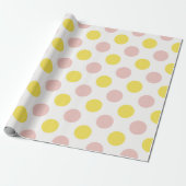 Schattige Gele en Roze Stippen Cadeaupapier (Uitgerold)