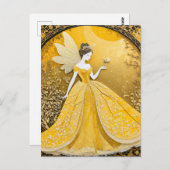 Schattige gele fee briefkaart (Voorkant / Achterkant)