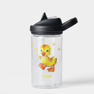 Schattige Gele Gelukkige Eend en Sterren Waterfles