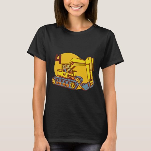Schattige Gele Graafmachine Machinerie T-shirt (Voorkant)
