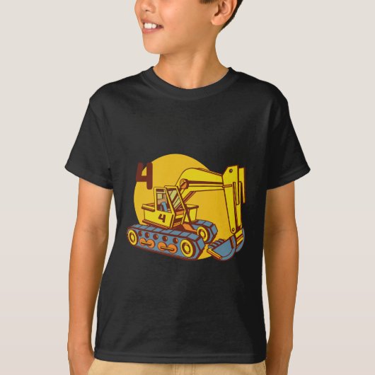 Schattige Gele Graafmachine Machinerie T-shirt (Voorkant)