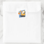Schattige Gele Graafmachine Machinerie Vierkante Sticker (Tas)