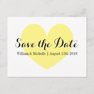 Schattige gele hart Save the date ansichtkaarten Aankondigingskaart