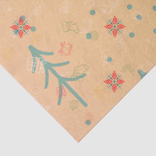 Schattige Gele Kerst Tissuepapier (Detail)