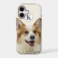 Schattige Gele Kijk-omhoog Corgi Hond Monogram