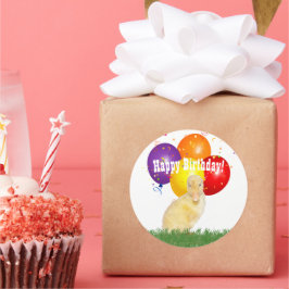 Schattige gele krammelige Happy Birthday-ballonnen Ronde Sticker