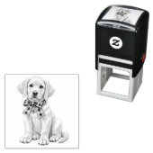 Schattige gele labrador met lint stempel (In situ)