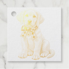 Schattige gele labrador met lint stempel bedankjes labels